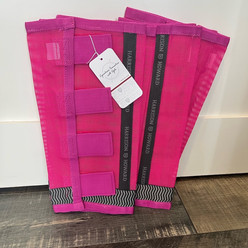 Harrison Howard Large Horse Fly Boots New Pink Magenta Loose Fitting Set of 4